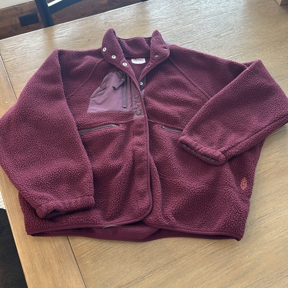 Free People Movement Hit the Slopes fleece jacket in deep maroon - Picture 3 of 6